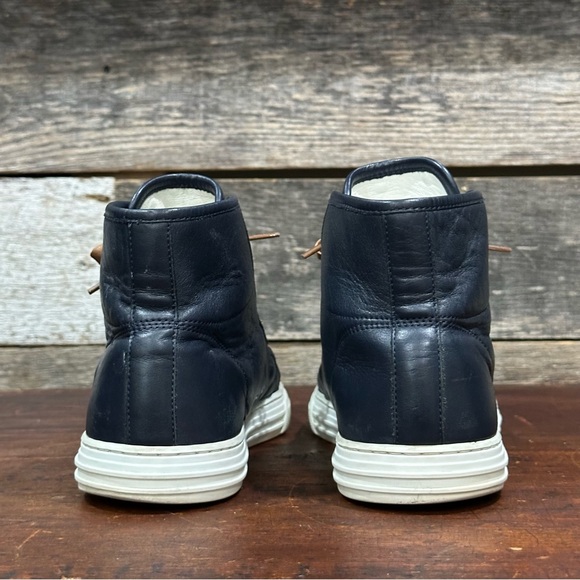 GUCCI Men’s Microsoft Blue Leather High-Top Sneakers White Laces US sz 8 - Picture 11 of 13